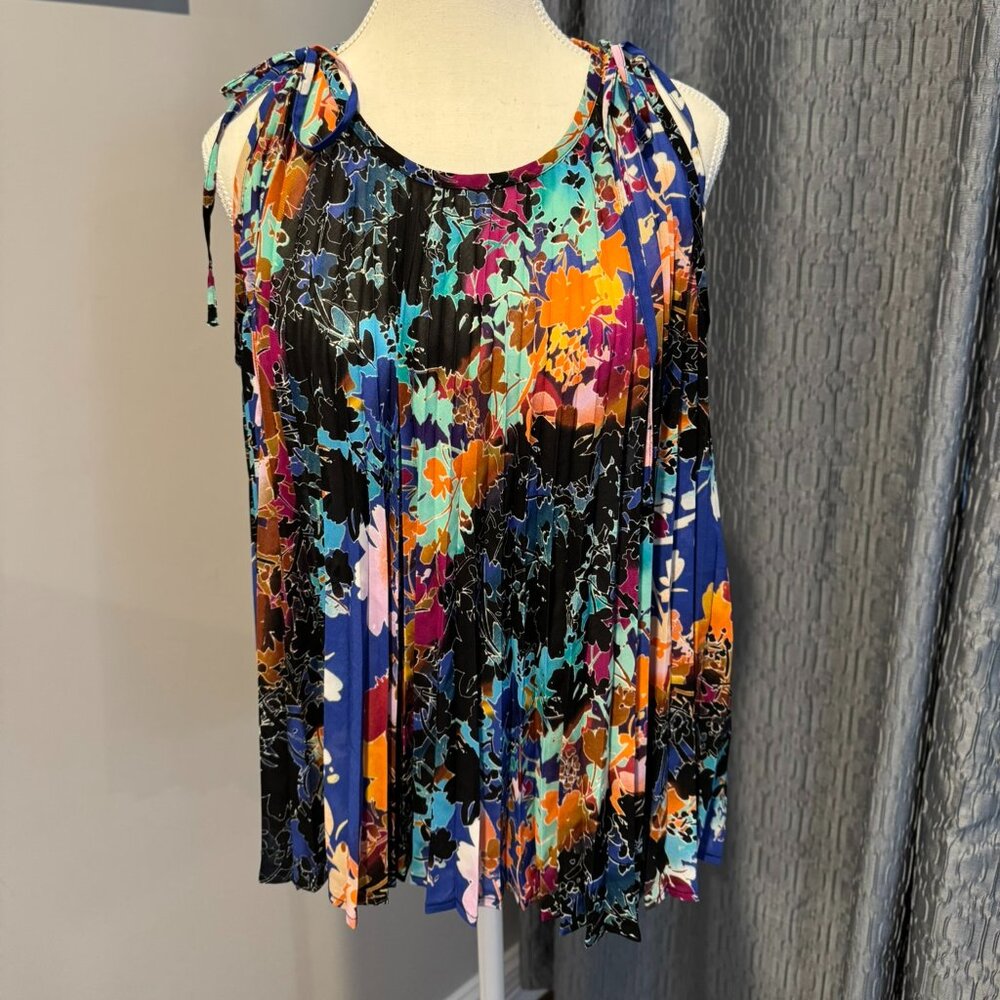 Nicole by Nicole Miller Women's Multicolor Pleated & Flowy Sleeveless Top